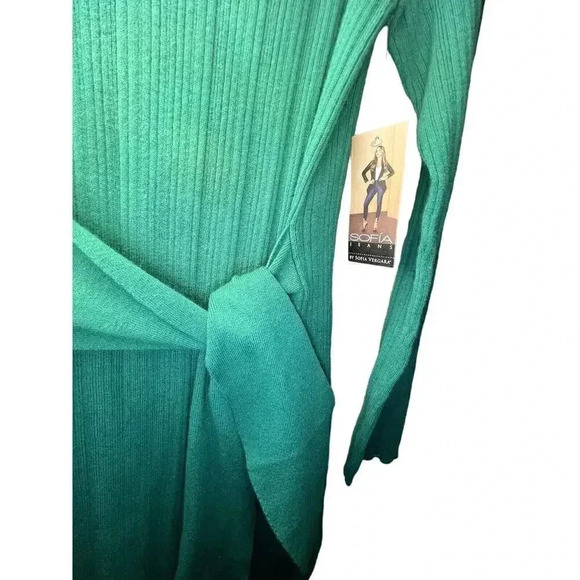 Sofia Jeans by Sofia Vergara Womens Belted Rib Knit Midi Dress, Green Size XXXL - Picture 2 of 6